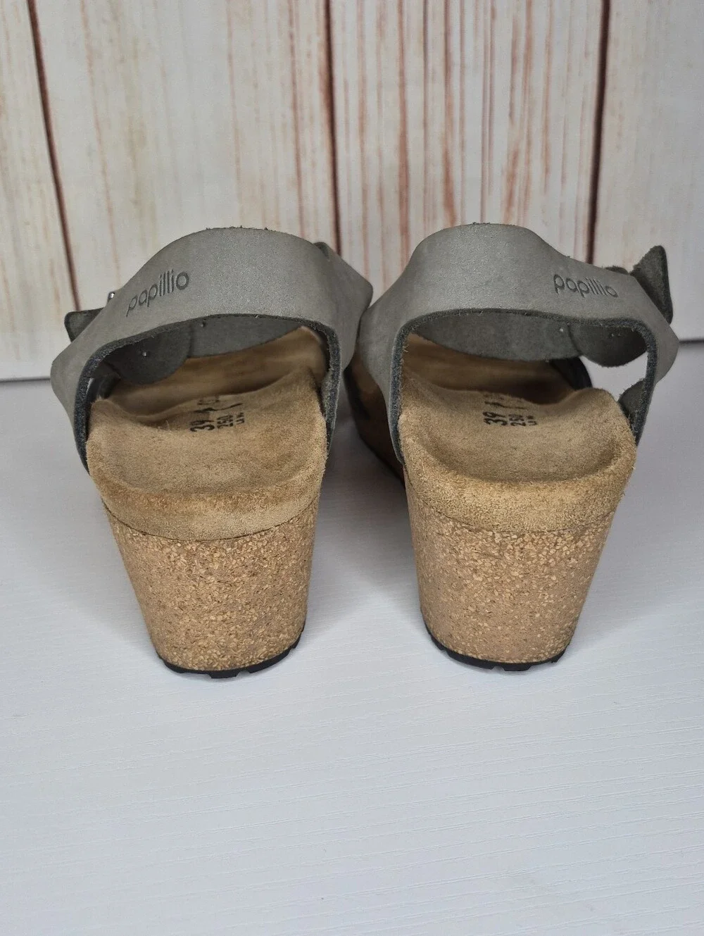 Birkenstock Papillio Dove Gray Ring Buckle Wedge Sandal Size 39